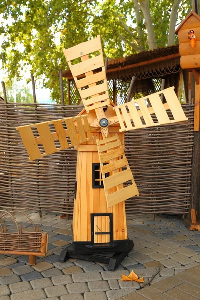 Wooden little windmill at the fair — Stock Photo, Image