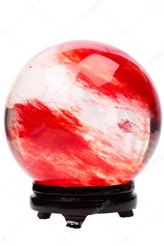 Red crystal ball on the stand