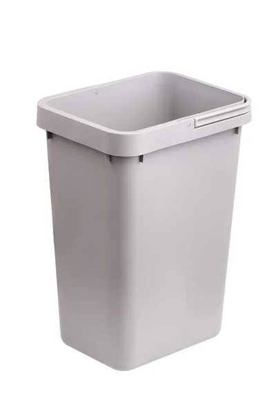 Grey rectangular bucket isolated on white — Stock Photo, Image
