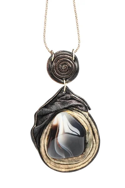 Necklace with black and white agate — Stock Photo, Image