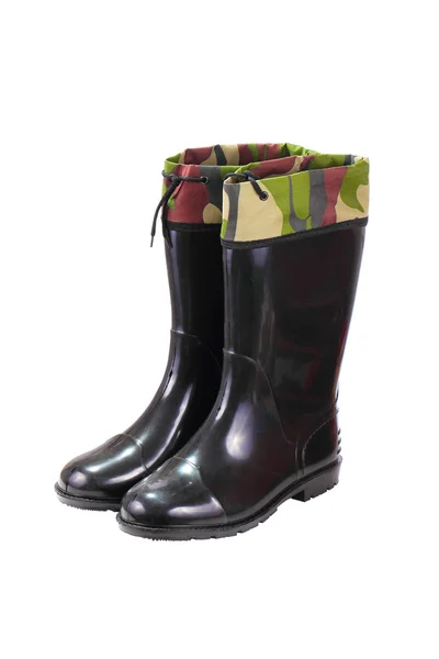 Hunter's black rubber boots — Stock Photo, Image