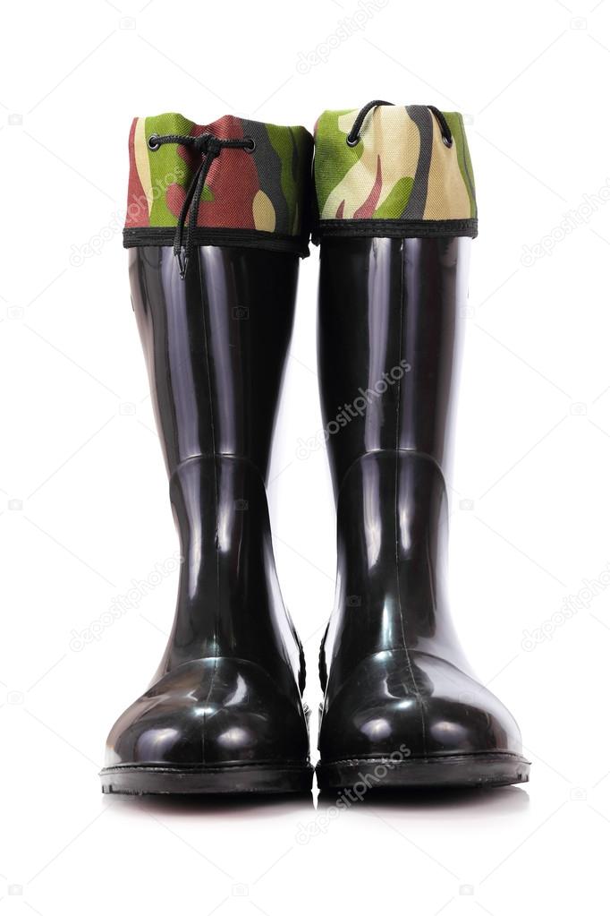Hunter's black rubber boots
