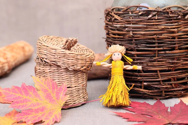 Still-life with straw dolls — Stock Photo, Image