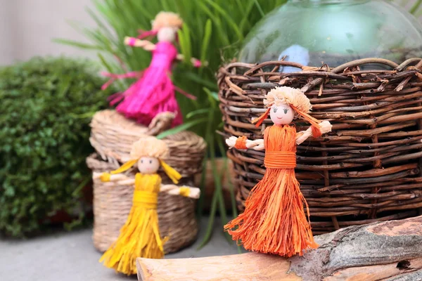 Still-life with straw dolls — Stock Photo, Image