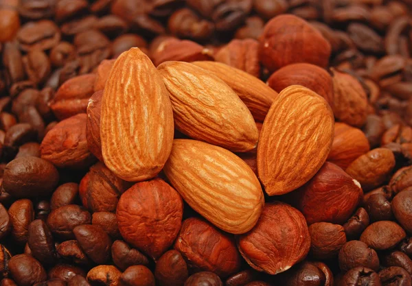 Coffee, almonds — Stock Photo, Image