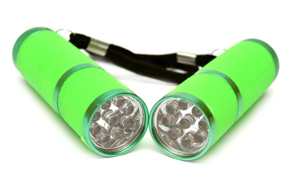 Two green flashlight — Stock Photo, Image