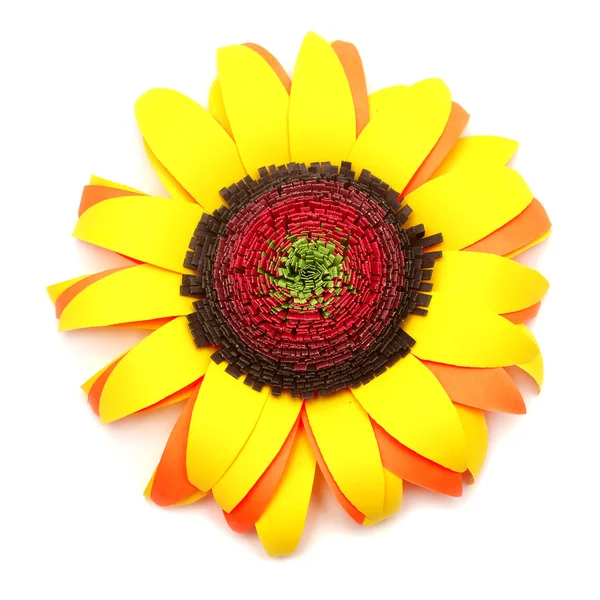 Origami Sunflower isolated on white background — Stock Photo, Image