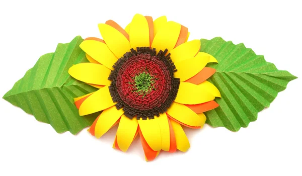 Origami Sunflower isolated on white background — Stock Photo, Image