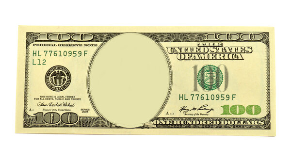 Blank hundred dollar banknote