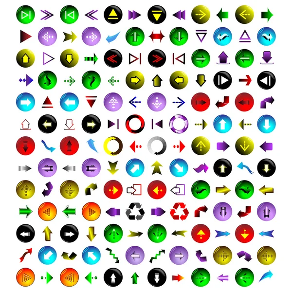 156 διάφορα χρωματιστά βέλη — Διανυσματικό Αρχείο
