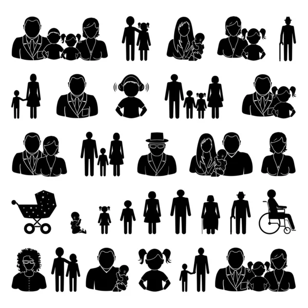 People and family icons set — Stock Vector