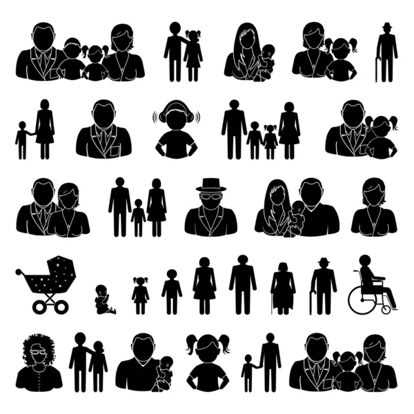 Conjunto de iconos de personas y familia — Archivo Imágenes Vectoriales