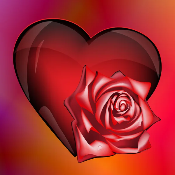 Coeur avec rose, eps10 — Image vectorielle