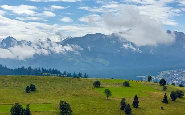 Sommaren dimmiga land bergsutsikt — Stockfoto