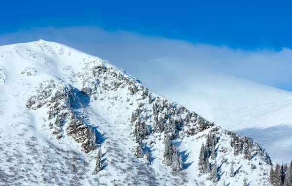 Manhã inverno paisagem de montanha — Fotografia de Stock