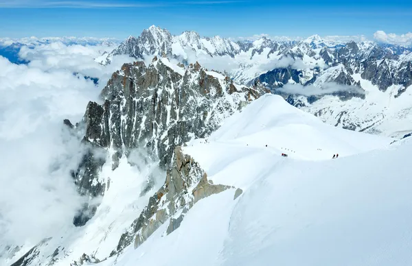 モン ・ ブラン山の中央山塊 (fr、エギーユ デュ ミディ マウントからの眺め — ストック写真