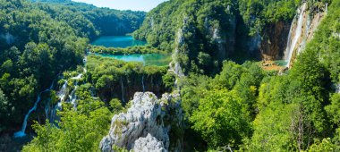 Plitvice Lakes National Park (Croatia) panorama. clipart