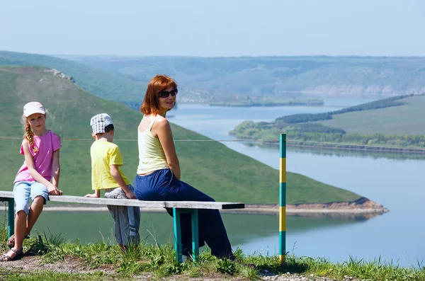 Family and Bakota spring view (Ukraine) — Stock Photo, Image