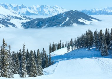 bulutlu kış dağ manzarası