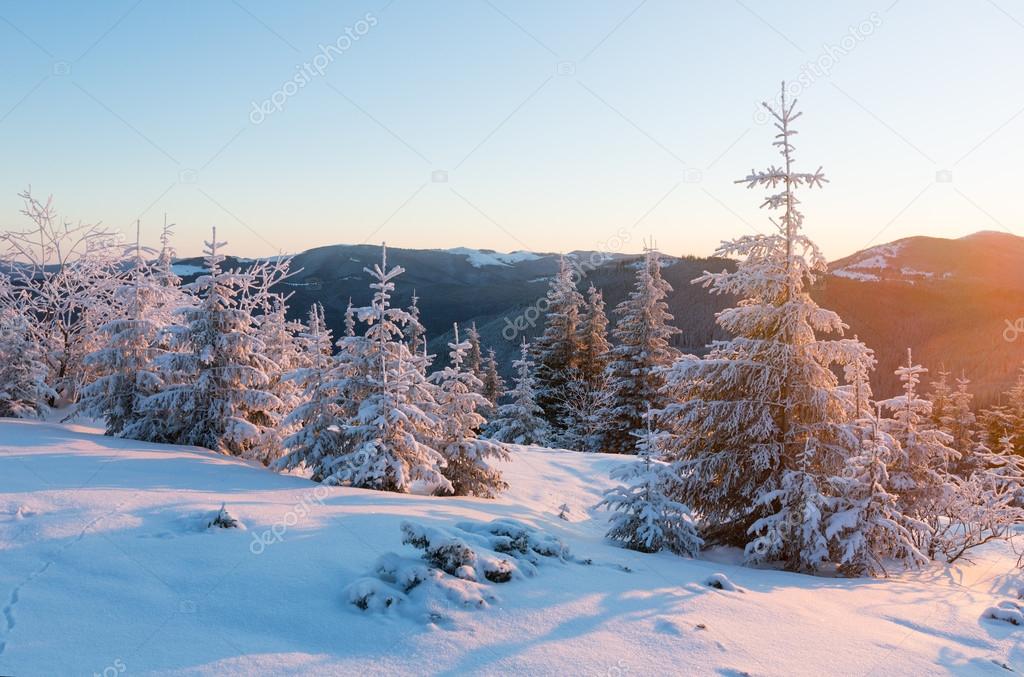 Sunrise winter mountain landscape