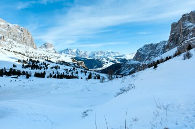 sabah kış gardena south tyrol, İtalya dolomites geçirin.