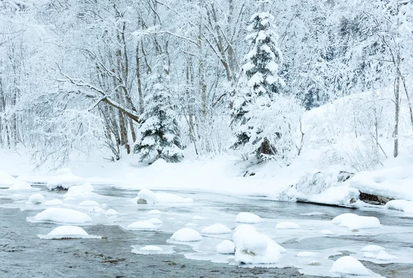 Fiume di montagna invernale — Foto Stock