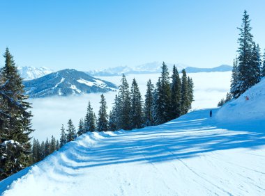 Bulutlu kış dağ manzarası (Avusturya)