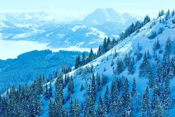 Dimmiga bergen vinterlandskap — Stockfoto