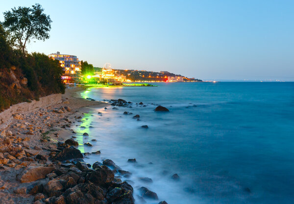 Night summer coastline (Bulgaria).