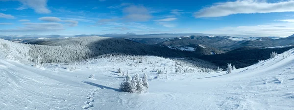 Manhã inverno montanha panorama (Cárpatos, Ucrânia ). — Fotografia de Stock