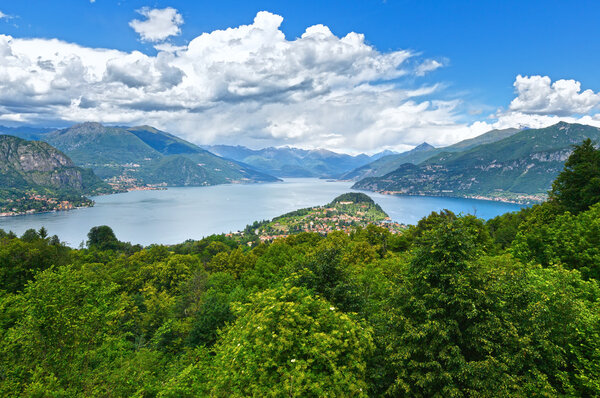 Alpine Lake Como summer view from mountain top (Italy)