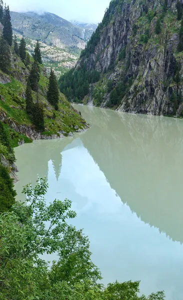 夏天山峡谷和大坝 (阿尔卑斯山，瑞士) — 图库照片