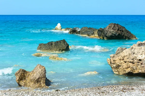 Spiaggia estiva sulla costa di Lefkada (Grecia ) Immagini Stock Royalty Free