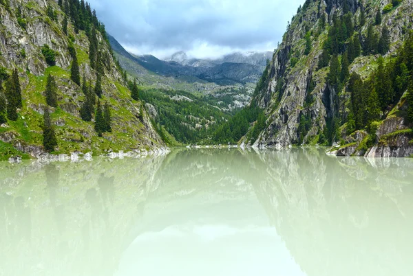 Verano cañón de montaña y presa (Alpes, Suiza) ) — Foto de Stock