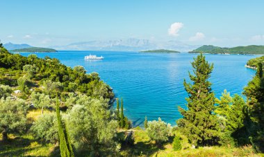 Lefkada sahil yaz peyzaj (Yunanistan)