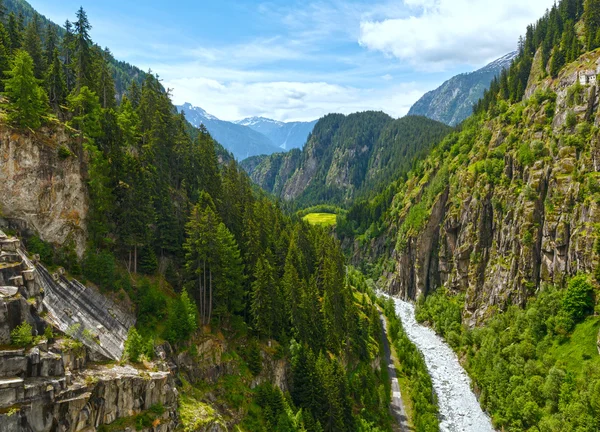 Cañón de montaña de verano (Alpes, Suiza) ) — Foto de Stock