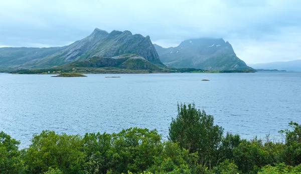 Fiordo estate vista nuvolosa (Norvegia ) — Foto Stock