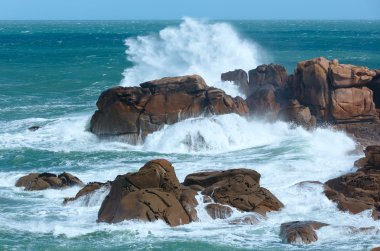 pembe granit Sahil (brittany, Fransa).