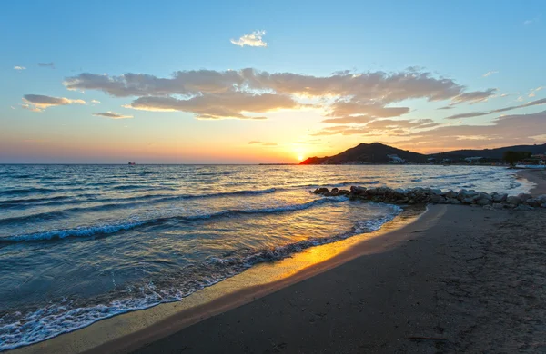 Sunrise on beach (Alykes, Zakynthos, Greece) — Stock Photo, Image