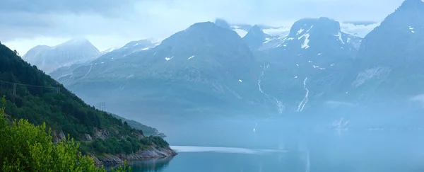 Fjord zomer bewolkt weergave (Noorwegen) — Stockfoto