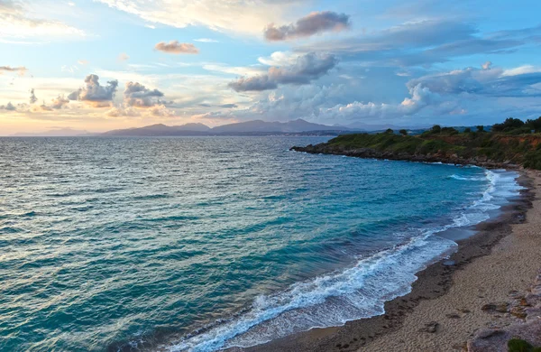 Mytikas Beach sunset view (Grecia, Lefkada ). — Foto de Stock