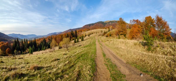 Jesienne Karpaty Brudna Wiejska Ścieżka Ukraina — Zdjęcie stockowe