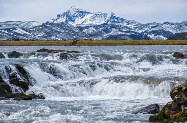 Temporada Cambiando Sur Las Highlands Islandia Pintoresco Waterfal Tungnaarfellsfoss Vista — Foto de Stock