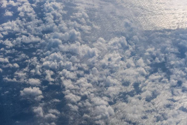 Aerea Cielo Serale Nuvole Vista Sopra Oceano Oblò Aereo Cielo — Foto Stock