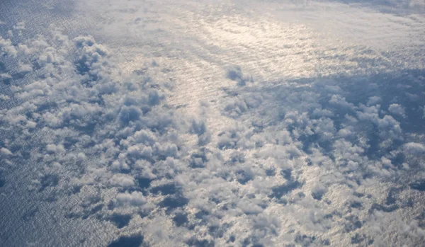 Aerea Cielo Serale Nuvole Vista Sopra Oceano Oblò Aereo Cielo — Foto Stock