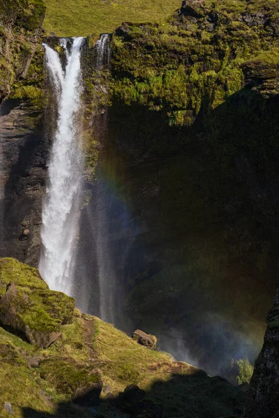 Cachoeira Pitoresca Vista Kvernufoss Outono Sudoeste Islândia — Fotografia de Stock