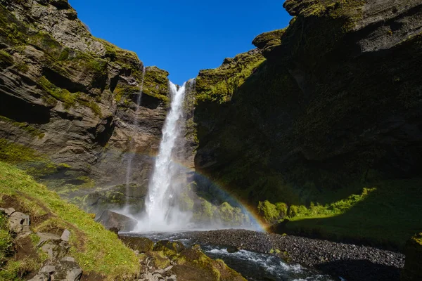 Picturesque Waterfall Kvernufoss Осінній Вид Південний Захід Ісландії — стокове фото