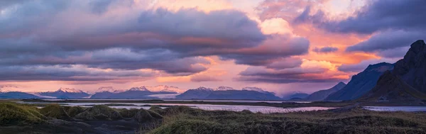 Морской Пляж Санрайз Стокнес Исландия Удивительная Природа Популярное Туристическое Направление — стоковое фото