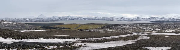 Iceland Highlands Autumn Ultrawide View Lava Fields Volcanic Sand Foreground — Stock Photo, Image