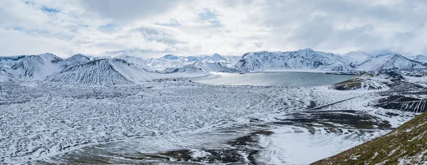 Barevné Landmannalaugar Hory Pod Sněhovou Pokrývkou Podzim Jižní Vysočina Islandu — Stock fotografie